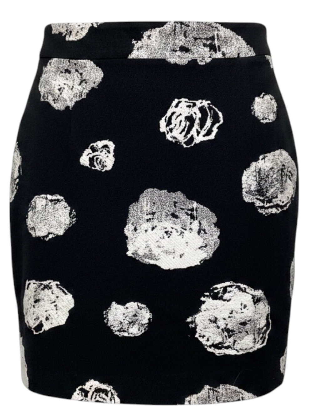 PROENZA SCHOULER BLACK / WHITE FLORAL JACQUARD MINI SKIRT